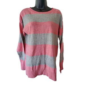 Joe Fresh Women's Sweater Super‎ Soft Size Medium Pink Gray Stripes